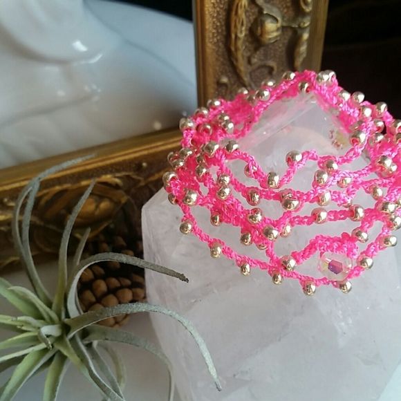 Pink Wrap Necklace, Bohemian, Beachy, Summer, Handcrafted - Picture 8 of 14